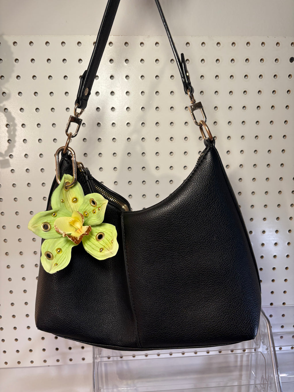 Goldi-Green Orchid Bag charm