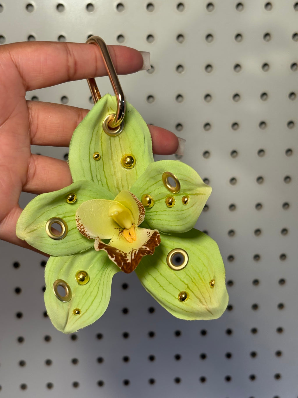 Goldi-Green Orchid Bag charm