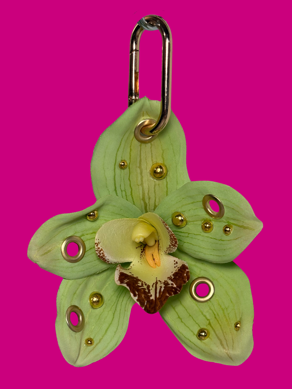 Goldi-Green Orchid Bag charm